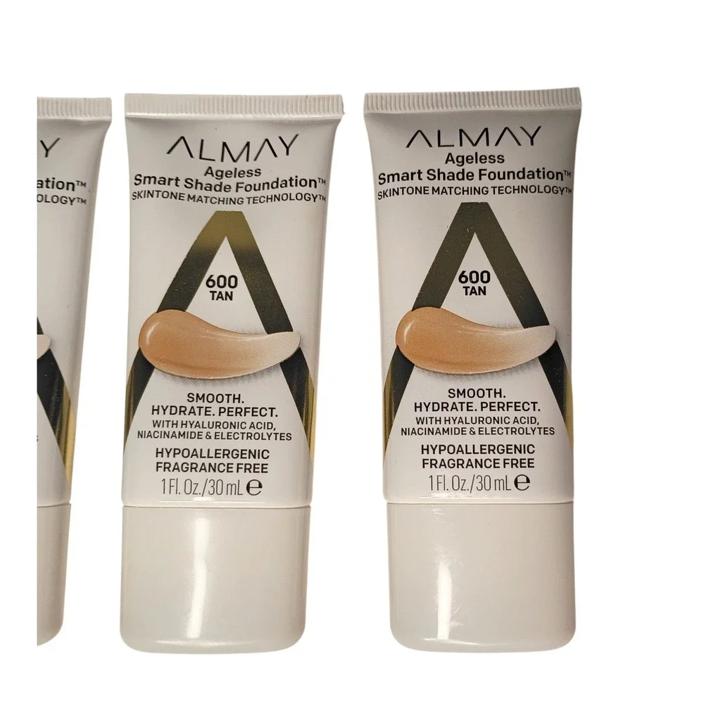 4 PACK REVLON ALMAY TAN 600 AGELESS SMART SHADE FOUNDATION MAKE-UP NEW‎